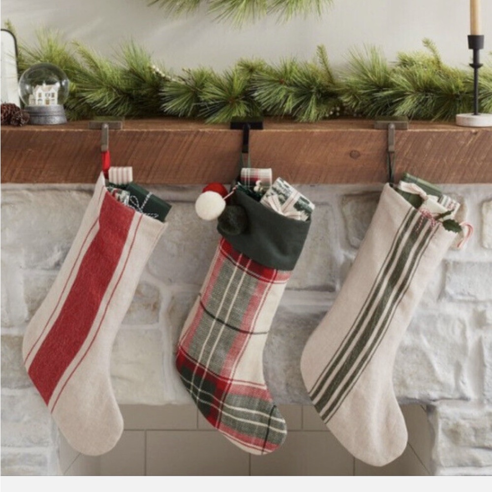 NWT Christmas Holiday Stocking Hearth & Hand w/ Magnolia-Red/Cream Center Stripe - Picture 3 of 4